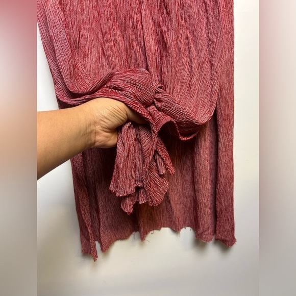 VTG Y2K Barbara Lerner Midi Dress S Red 3D slit hem Boho minimalist Confort SOFT - Picture 8 of 12